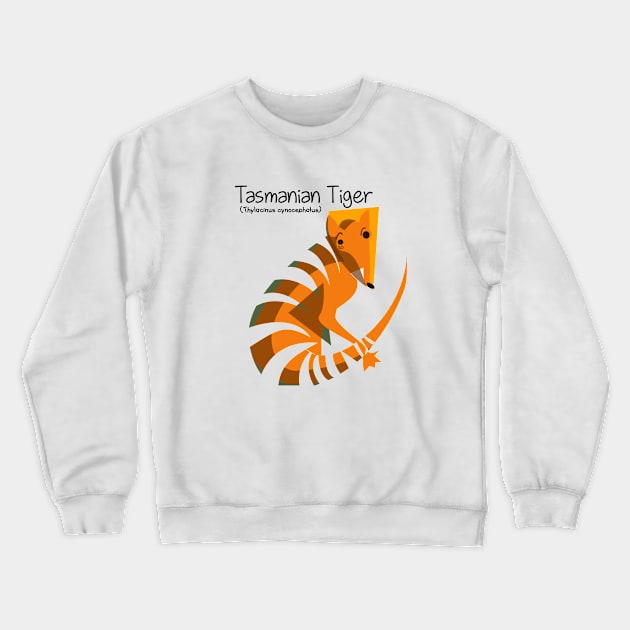 Mysterious Tasmanian Tiger Crewneck Sweatshirt by belettelepink